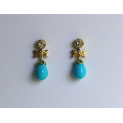 Small Flower, Bow & Briolette Drop Earring