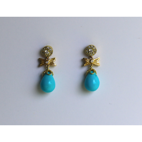 Small Flower, Bow & Briolette Drop Earring