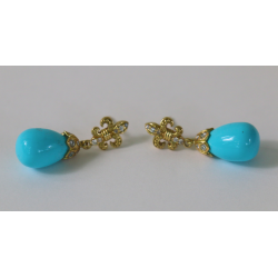 Fleur de Lis Earring with Turquoise Drop