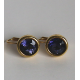 Large Round Bezel Earring, sapphire blue