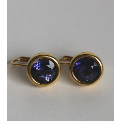 Large Round Bezel Earring, sapphire blue