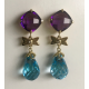 Square Amethyst & Blue Topaz Drop Earring