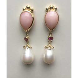 Angel Skin Coral & Pearl Drop Earring