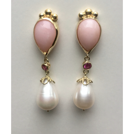 Angel Skin Coral & Pearl Drop Earring