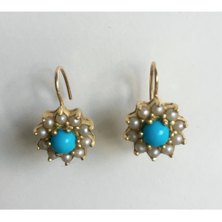 Victorian Flower Earring, Turquoise