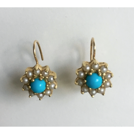 Victorian Flower Earring, Turquoise