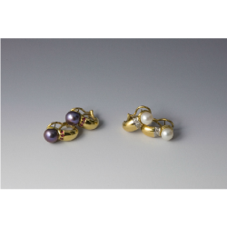 Pearl Shrimp Earring - Cultured White Pearls,Diamonds