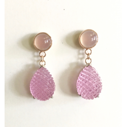 Pink Quartz Drop Earring