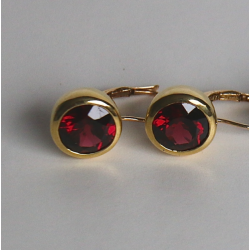 Large Round Bezel Earring, garnet