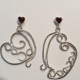 Garnet Heart and Silver Wire Earring