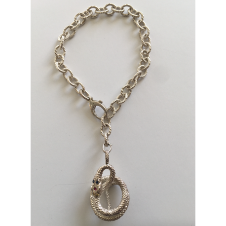 Snake Pendant Link Bracelet