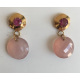 Magnolia Flower & Disc Drop Earring, rose